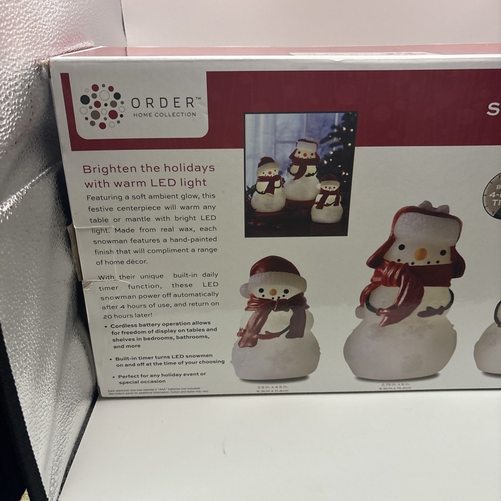 Order Home Collection~3 pcs LED Snowman Set w/Daily Timer~NIB - Picture 5 of 5